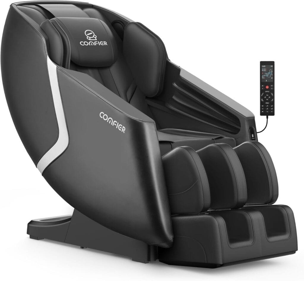 COMFIER Massage Chair Recliner,Full Body Massage Recliner Chair, Zero Gravity,Bluetooth Speaker, 6 Auto Program,Air Compression, 4D Shiatsu Kneading,Heat,Foot Rolling,Chair Massager, Black