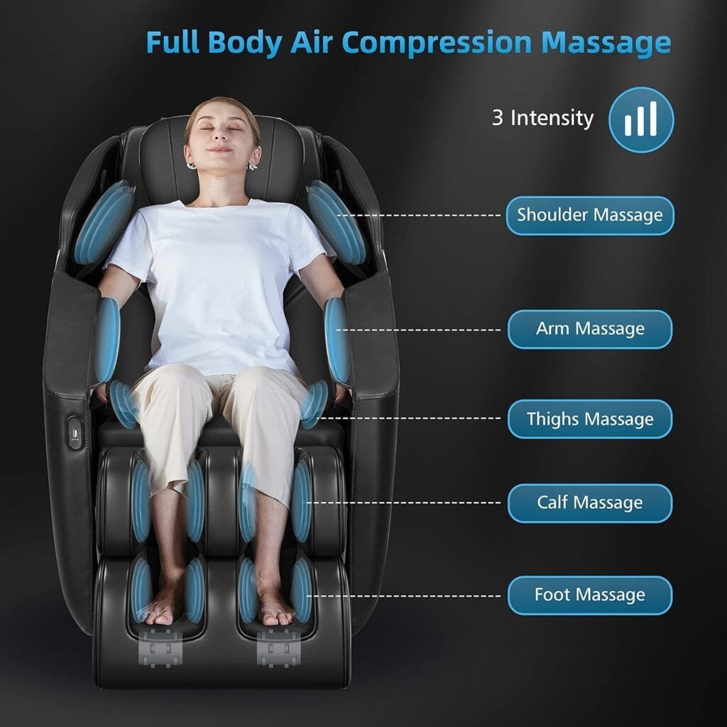 COMFIER Massage Chair Recliner,Full Body Massage Recliner Chair, Zero Gravity,Bluetooth Speaker, 6 Auto Program,Air Compression, 4D Shiatsu Kneading,Heat,Foot Rolling,Chair Massager, Black