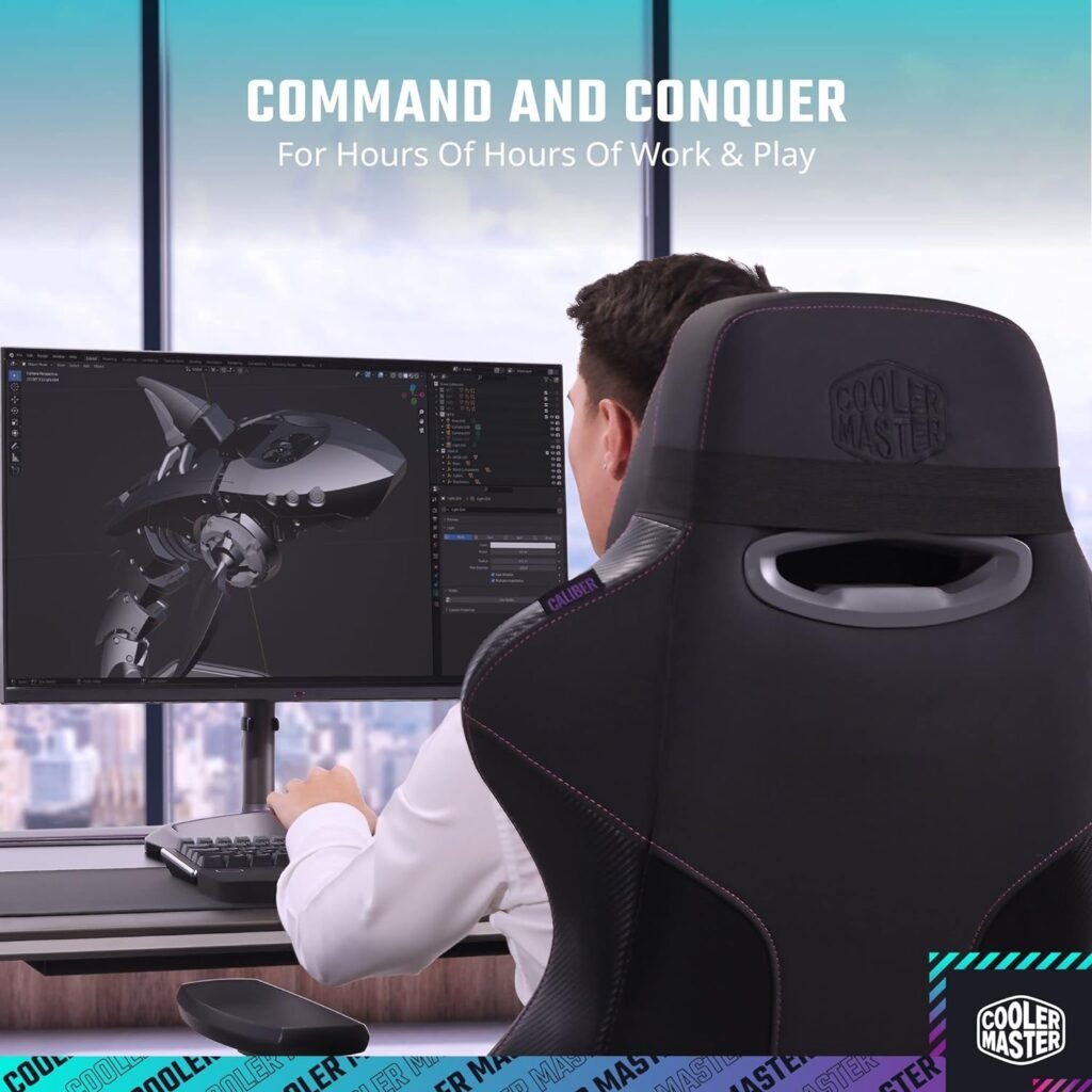 Cooler Master Caliber X2 Gaming Chair for Computer Game, Office, Comfy Ergonomic 360° Swivel Reclining High Back Chairs with Armrest Backrest Headrest Lumbar Support PU Leather-Gray