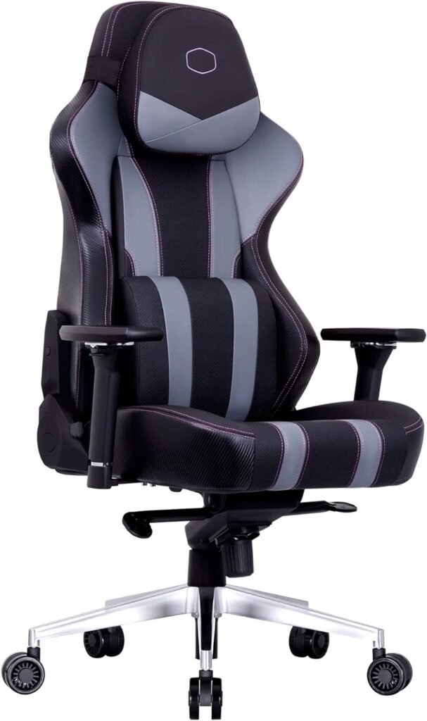 Cooler Master Caliber X2 Gaming Chair for Computer Game, Office, Comfy Ergonomic 360° Swivel Reclining High Back Chairs with Armrest Backrest Headrest Lumbar Support PU Leather-Gray