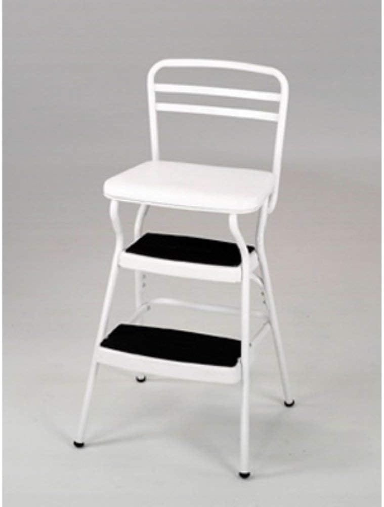 Cosco White Retro Counter Chair / Step Stool with Lift-up Seat