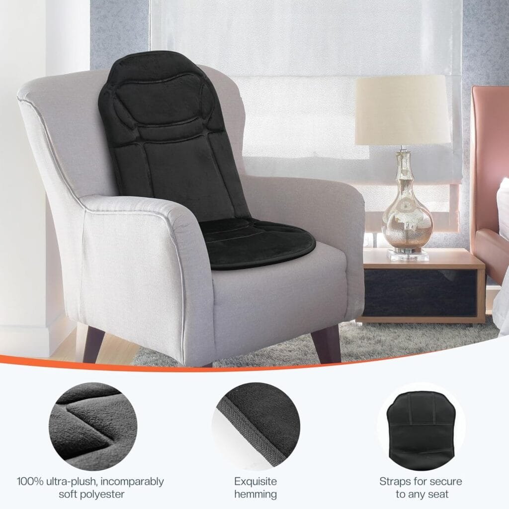 CuPiLo Chair Massager Cushion,2 Heat Levels  5 Vibrating Modes,Electric Seat Massage Pad,Back Massager for Back Pain Relief,Back Massager Chair Pad,Gifts for Dad,Mom,Him,Her
