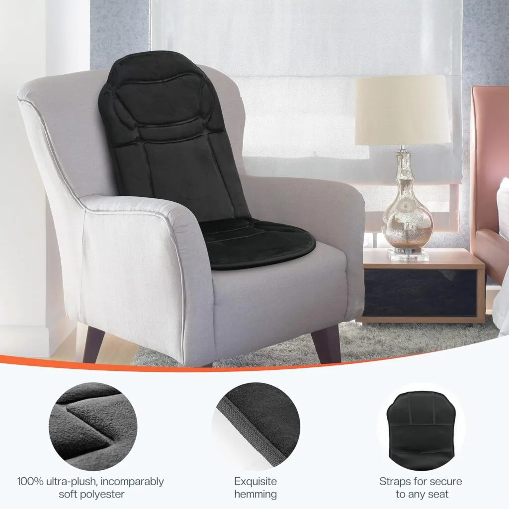 CuPiLo Chair Massager Cushion,2 Heat Levels  5 Vibrating Modes,Electric Seat Massage Pad,Back Massager for Back Pain Relief,Back Massager Chair Pad,Gifts for Dad,Mom,Him,Her
