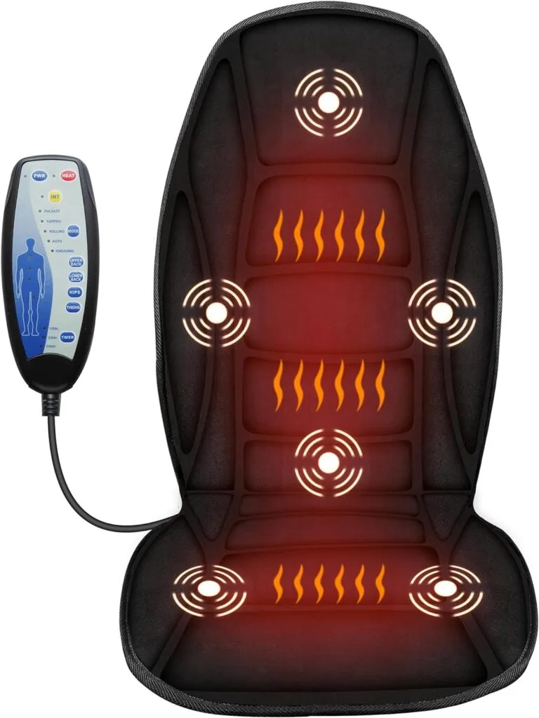 CuPiLo Chair Massager Cushion,2 Heat Levels  5 Vibrating Modes,Electric Seat Massage Pad,Back Massager for Back Pain Relief,Back Massager Chair Pad,Gifts for Dad,Mom,Him,Her