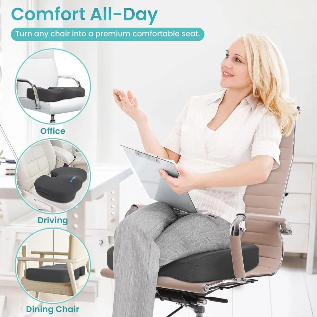 CushZone Childrens Desk Chairs Gel Seat Cushion for All-Day Sitting - Coccyx, Tailbone, Back Pain Relief Cushion - Ergonomic Seat Cushion for Office Chairs, Car Seat, Gaming Chair - Grey,X-Large CushZone Childrens Desk Chairs Gel Seat Cushion for All-Day Sitting - Coccyx, Tailbone, Back Pain Relief Cushion - Ergonomic Seat Cushion for Office Chairs, Car Seat, Gaming Chair - Grey,X-Large