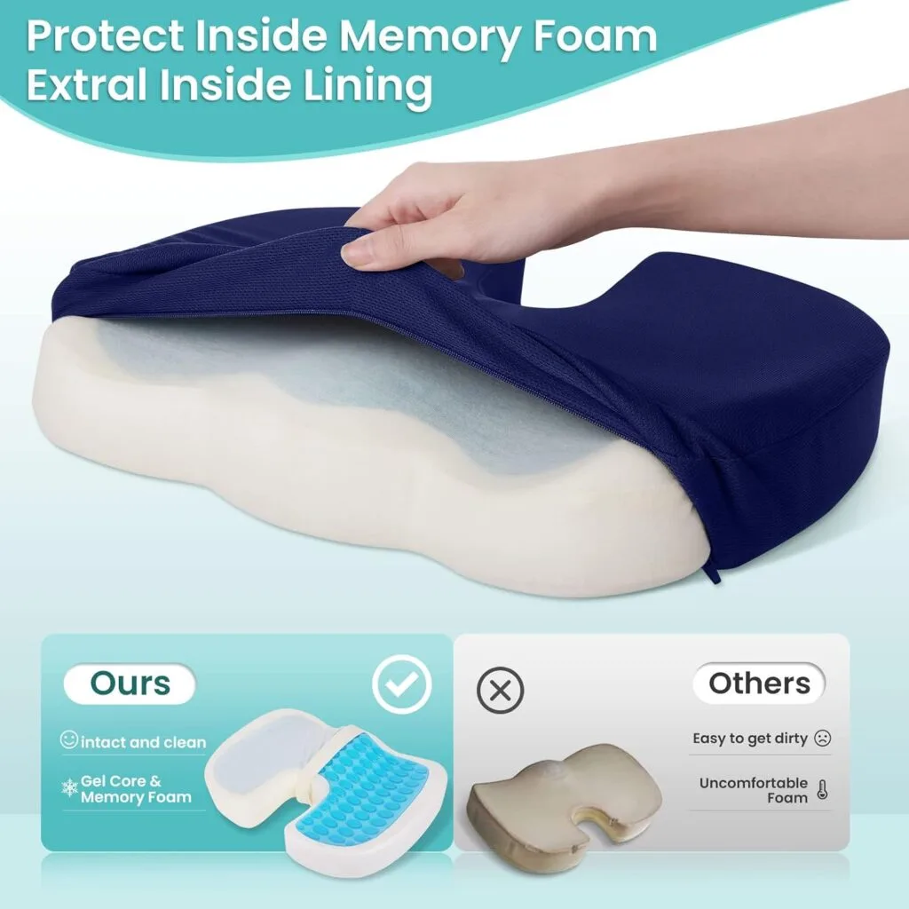 CushZone Childrens Desk Chairs Gel Seat Cushion for All-Day Sitting - Coccyx, Tailbone, Back Pain Relief Cushion - Ergonomic Seat Cushion for Office Chairs, Car Seat, Gaming Chair - Grey,X-Large CushZone Childrens Desk Chairs Gel Seat Cushion for All-Day Sitting - Coccyx, Tailbone, Back Pain Relief Cushion - Ergonomic Seat Cushion for Office Chairs, Car Seat, Gaming Chair - Grey,X-Large
