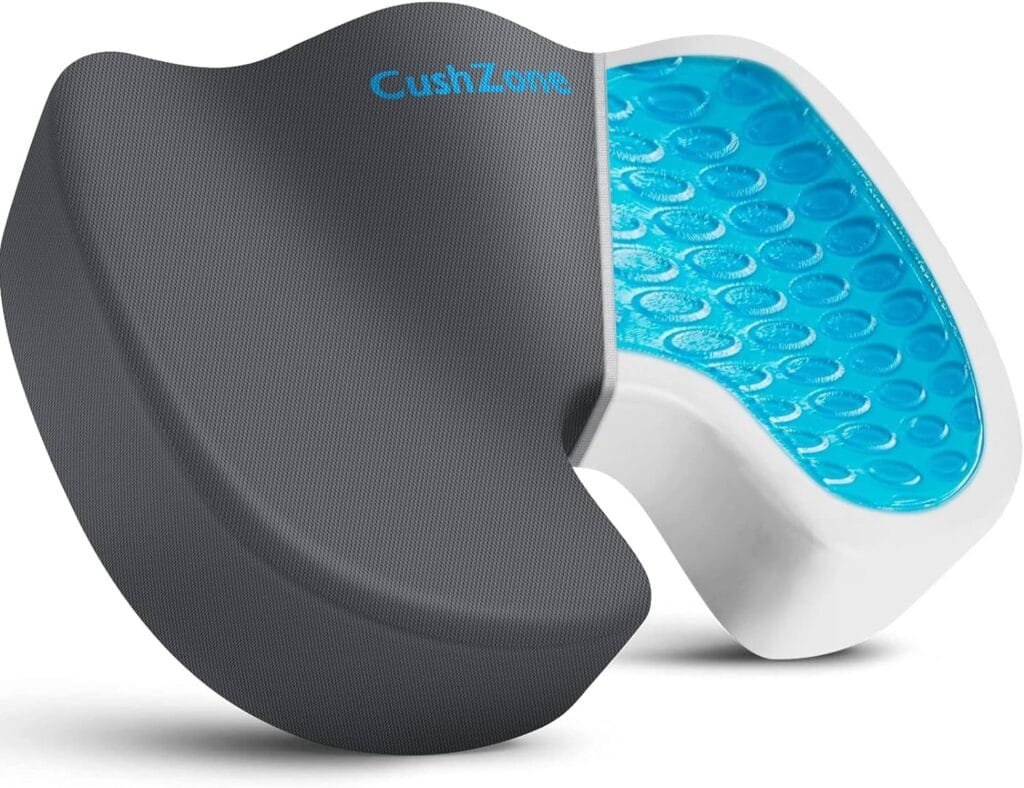 CushZone Gel Seat Cushion Office Chair Cushion for All-Day Sitting - Coccyx, Tailbone, Back Pain Relief Cushion - Ergonomic Seat Cushion for Office Chairs, Car Seat, Gaming Chair - Black,X-Large