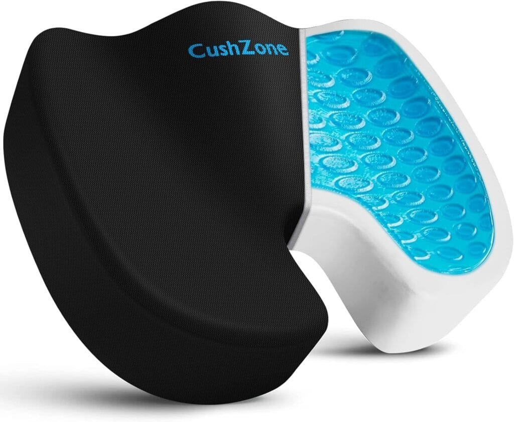 CushZone Gel Seat Cushion Office Chair Cushion for All-Day Sitting - Coccyx, Tailbone, Back Pain Relief Cushion - Ergonomic Seat Cushion for Office Chairs, Car Seat, Gaming Chair - Black,X-Large