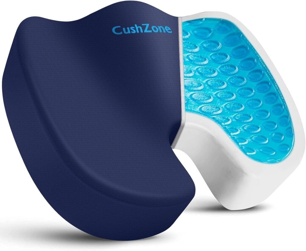 CushZone Gel Seat Cushion Office Chair Cushion for All-Day Sitting - Coccyx, Tailbone, Back Pain Relief Cushion - Ergonomic Seat Cushion for Office Chairs, Car Seat, Gaming Chair - Black,X-Large