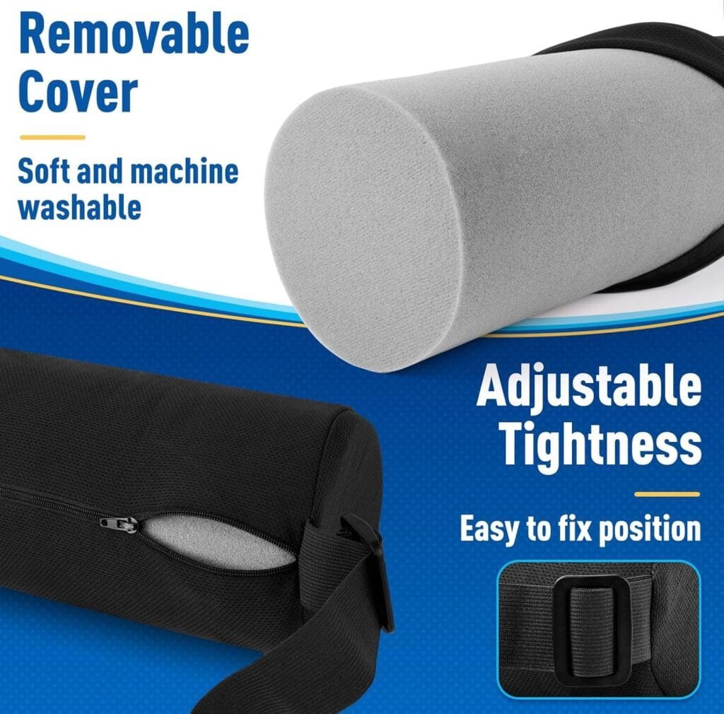 CushZone Seat Cushion, Lumbar Roll Support Pillow for Office Chair, Car, Gaming Chair, Memory Foam Back Cushion with Washable Cover for Relieving Back Pain  Improving Posture,Black