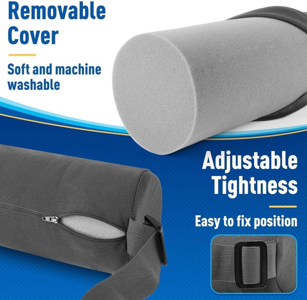 CushZone Seat Cushion, Lumbar Roll Support Pillow for Office Chair, Car, Gaming Chair, Memory Foam Back Cushion with Washable Cover for Relieving Back Pain  Improving Posture,Black