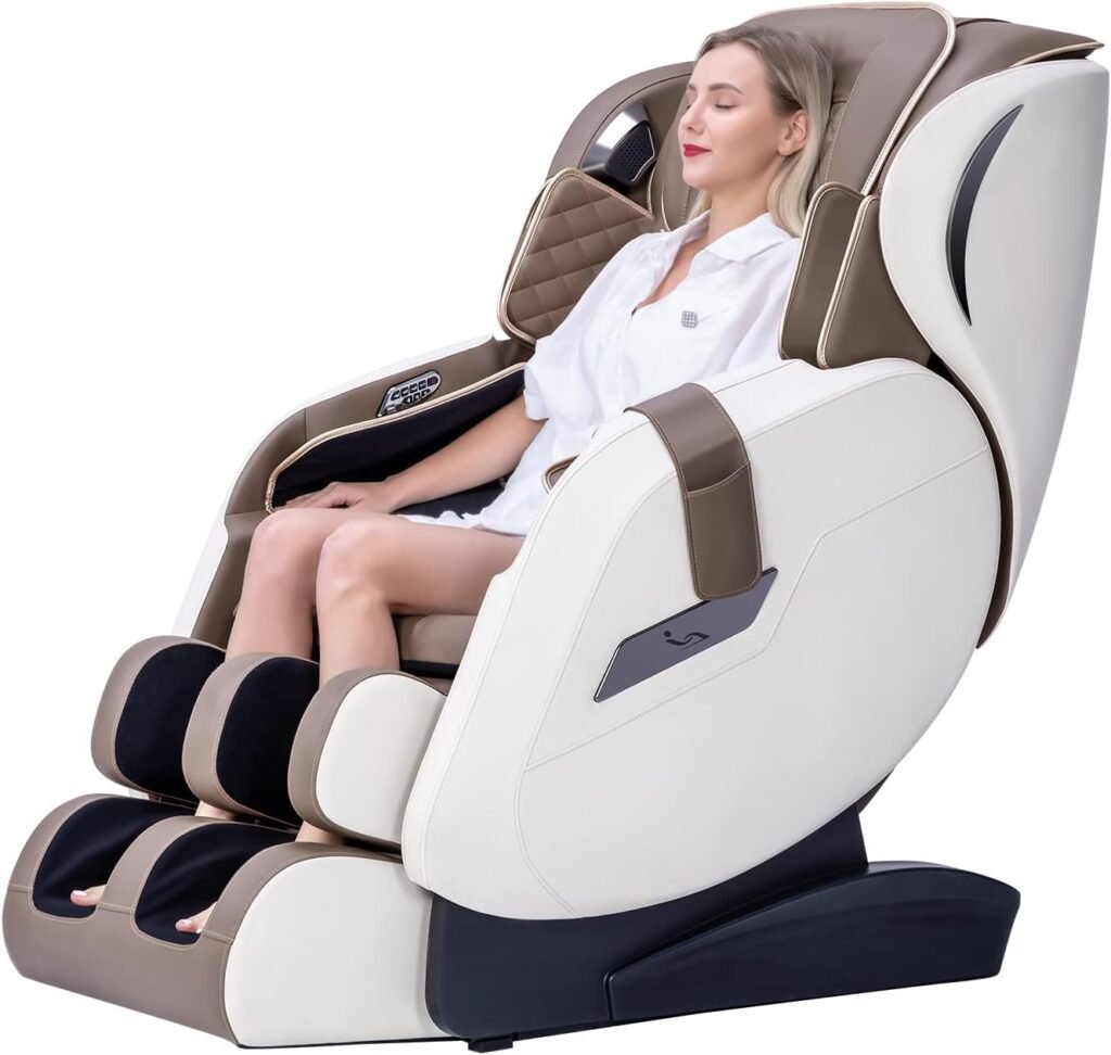 Cyberix MF600 2023 Massage Chair, Zero Gravity Massage Recliner,Full Body Airbag Massage,Waist Heat,Bluetooth Speaker (Beige)