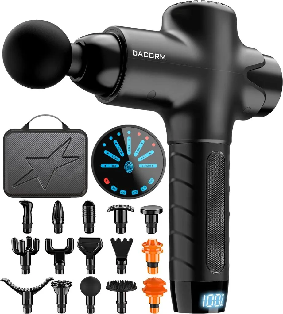 DACORM Massage Gun - Percussion Muscle Massage Gun for Athletes, Upgrade Quiet Portable Electric Sport Massager, Handheld Deep Tissue Massager of Y8 Pro Max. (Black, 15 Heads) DACORM Massage Gun - Percussion Muscle Massage Gun for Athletes, Upgrade Quiet Portable Electric Sport Massager, Handheld Deep Tissue Massager of Y8 Pro Max. (Black, 15 Heads)