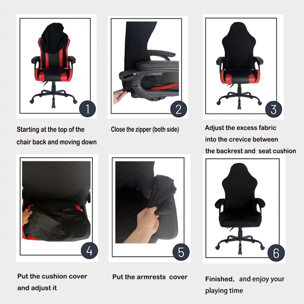 Deisy Dee NO Chair, ONLY Gaming Chair Covers,Gaming Slipcovers Stretchy Polyester Covers for Reclining Racing Gaming Chair