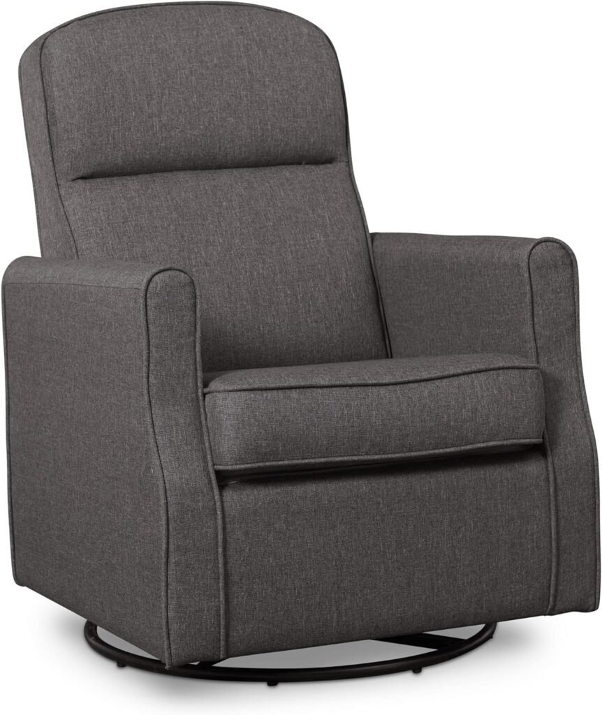 Delta Children Blair Slim Nursery Glider Swivel Rocker Chair, Charcoal