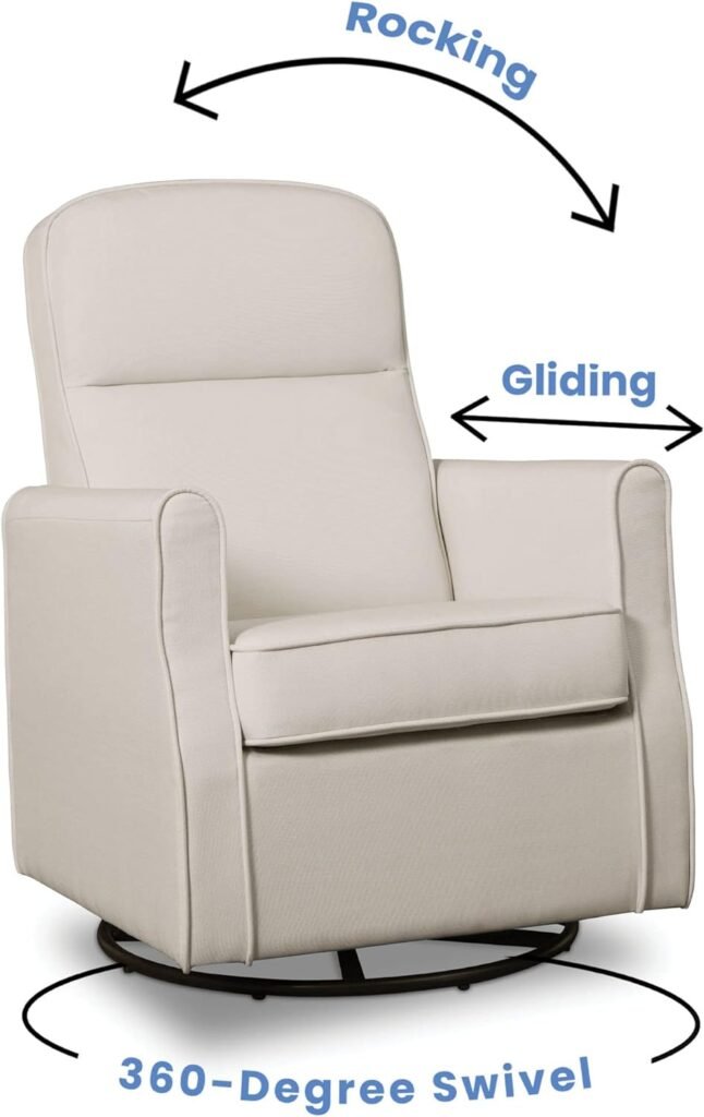 Delta Children Blair Slim Nursery Glider Swivel Rocker Chair, Cream