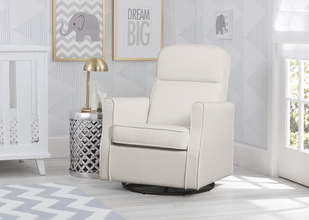 Delta Children Blair Slim Nursery Glider Swivel Rocker Chair, Cream