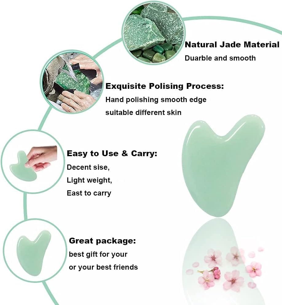 Ditind Gua Sha, Jade Stone Gua Sha Massage Tool, Guasha Tool for Face and Body Skin Massage. Gua Sha Set for Toxins Prevents Wrinkles for SPA Acupuncture, Therapy Trigger Point Treatment.