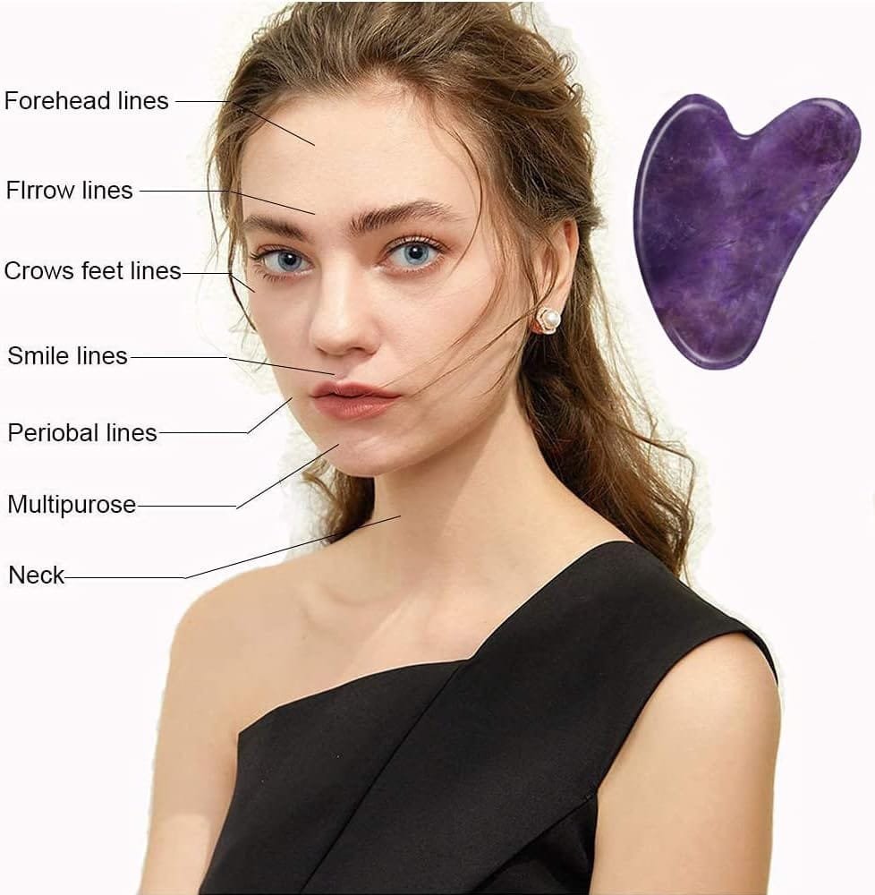 Ditind Gua Sha, Jade Stone Gua Sha Massage Tool, Guasha Tool for Face and Body Skin Massage. Gua Sha Set for Toxins Prevents Wrinkles for SPA Acupuncture, Therapy Trigger Point Treatment.