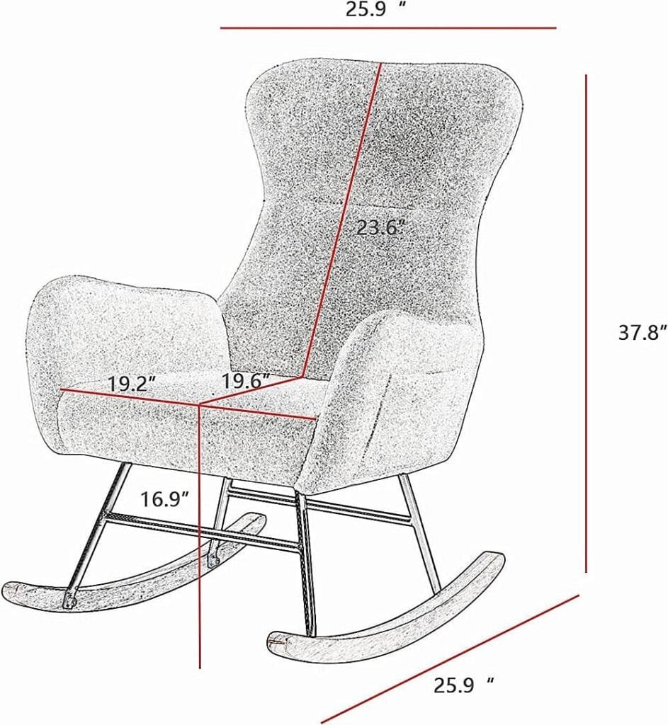 dotewe Nursery Rocking Chair,Upholstered Nursery Glider Rocker with High Backrest,Modern Rocking Chair Indoor for Living Room/Bedroom/Nursery (Cream White Teddy)