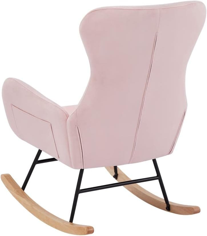 dotewe Nursery Rocking Chair,Upholstered Nursery Glider Rocker with High Backrest,Modern Rocking Chair Indoor for Living Room/Bedroom/Nursery (Cream White Teddy)