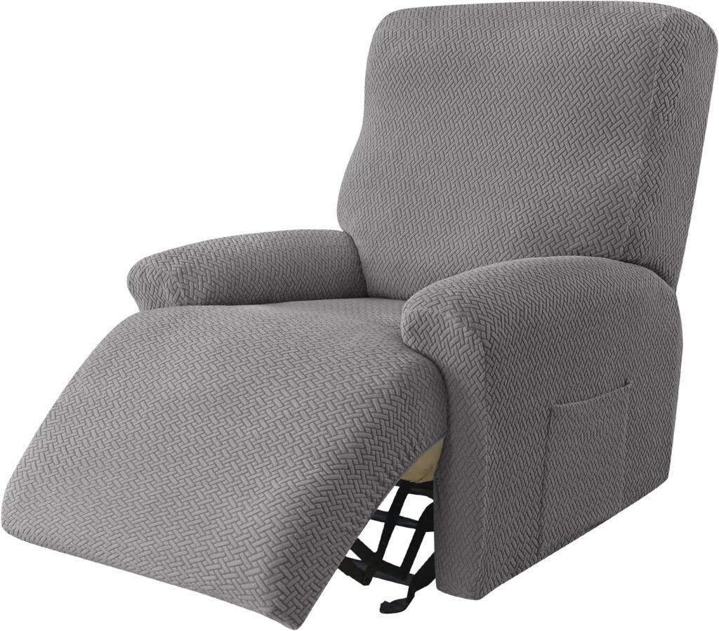 Eco-Ancheng Recliner Slipcovers 4-Pieces Lazyboy Covers Couch Chair Cover Non Slip Reclining with Storage Pockets Furniture Protector for Living Room