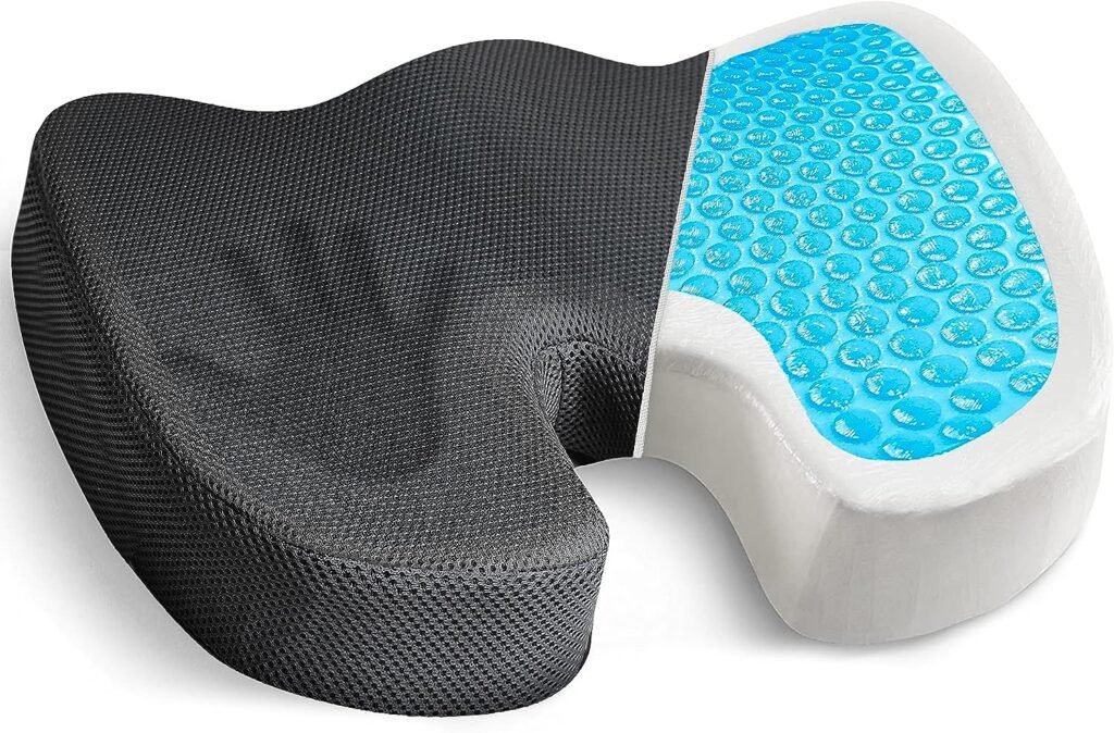 EcoNour Gel Seat Cushion for Pressure Relief | Office Chair Gel Cushion for Sciatica Pain Relief | Anti-Slip  Foam Coccyx Cushion for Tailbone  Lower Back Pain | Ergonomic Orthopedic Seat Cushions