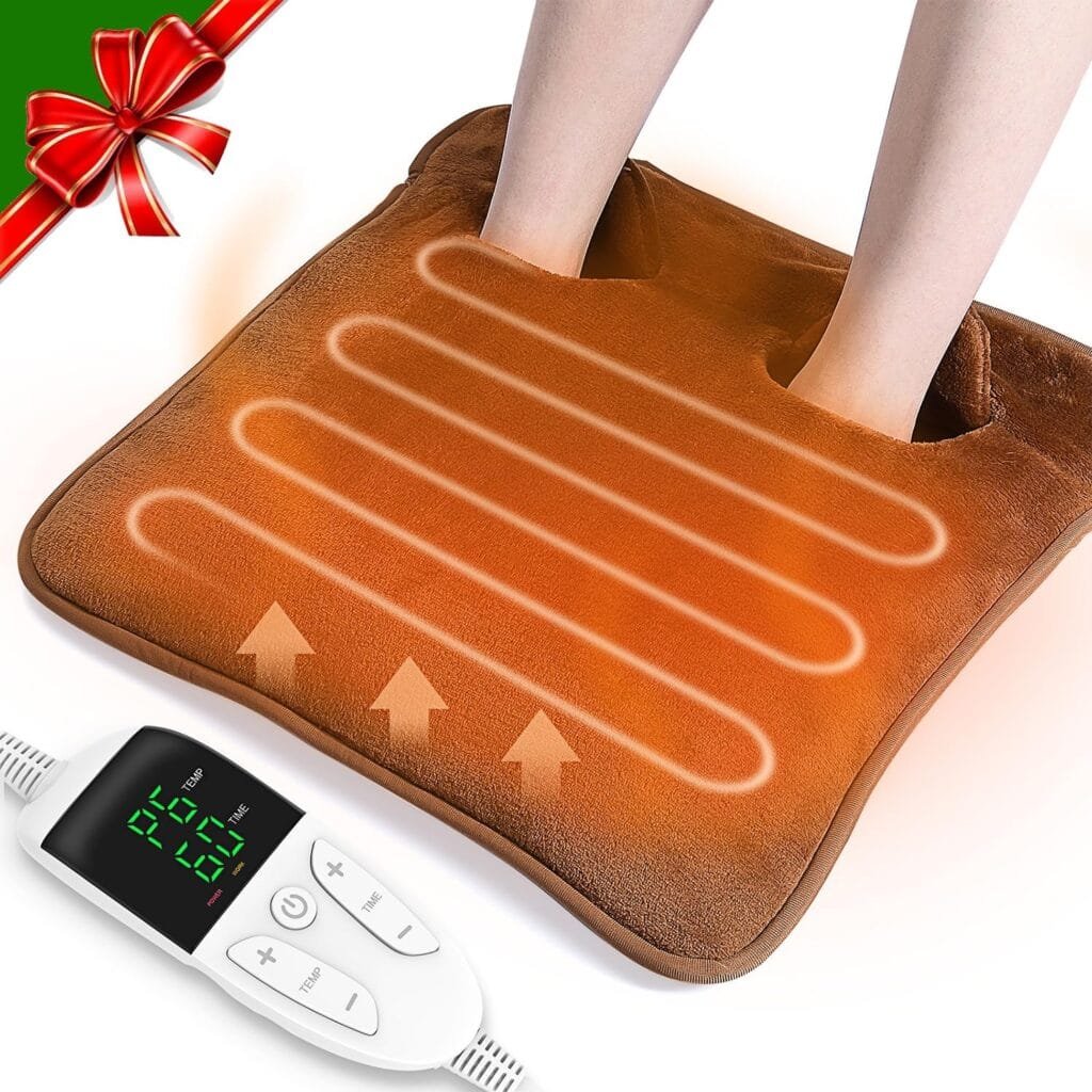 Electric Foot Warmer for Women and Men, 6 Temperatures Foot Heating Pad，Feet Warmers  4 Timers, Under Desk Foot Heater, Heating Pad for Back Pain Relief, Cramps, Shoulder, Waist, Abdomen