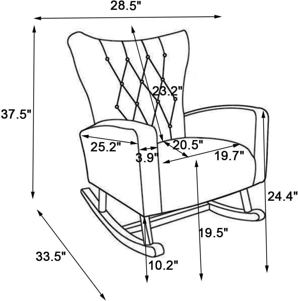 EMKK Rocking, Mid Century Velvet Upholstered Glider Rocker with High Backrest, Modern Accent Chairs Comfy SideChair for Nursery, Living Room Bedroom, Black