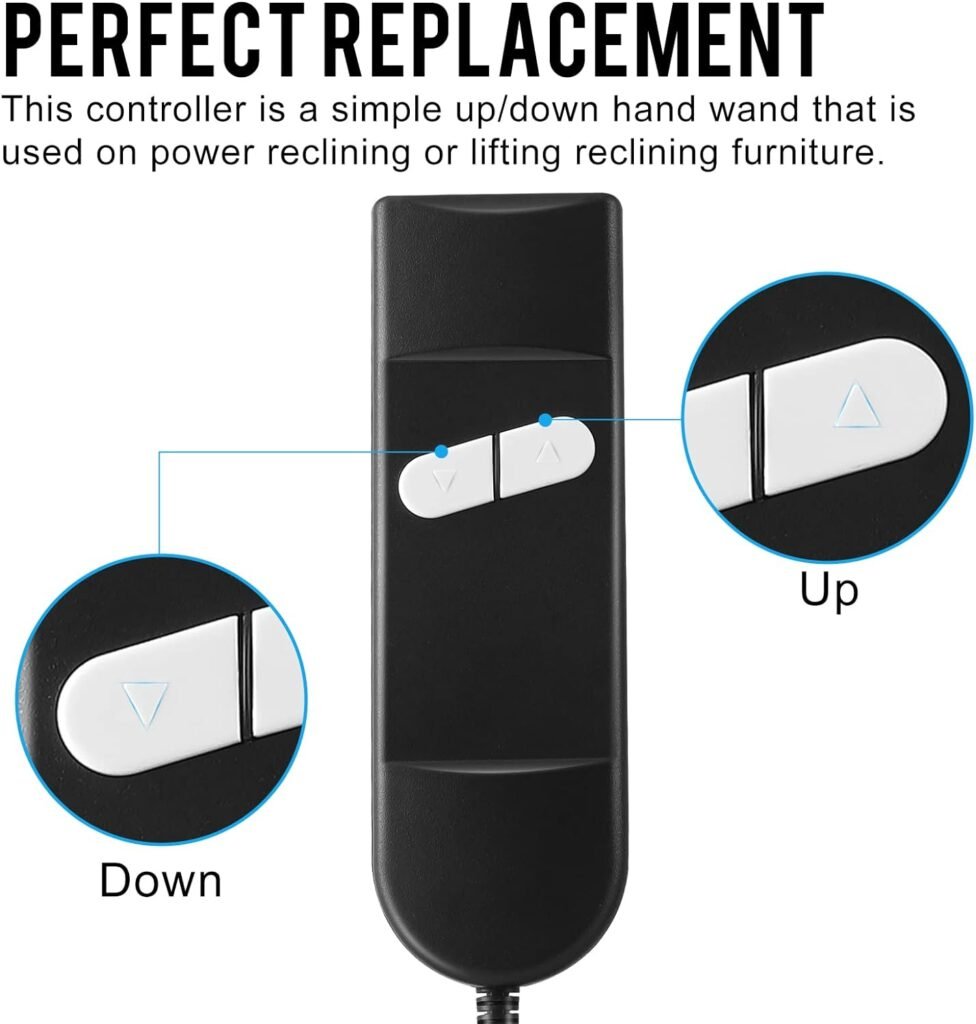 Enmja Lift Chair or Power Recliner Hand Control, 2 Button 5 pin Universal Lift Chair Remote Replacement for Okin Lazboy Action Limoss Pride Catnapper