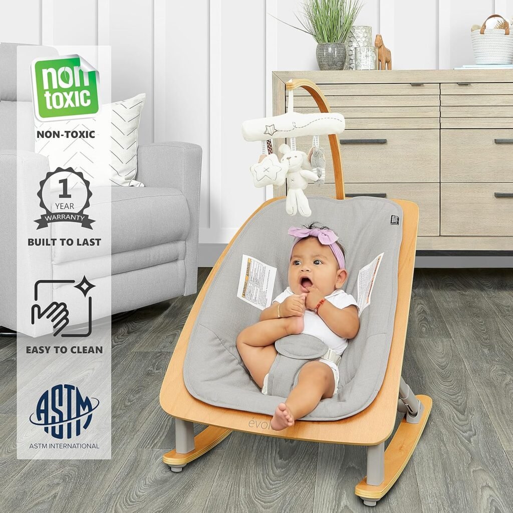 Evolur Tory 2-in-1 Rocker  Chair, Light Gray