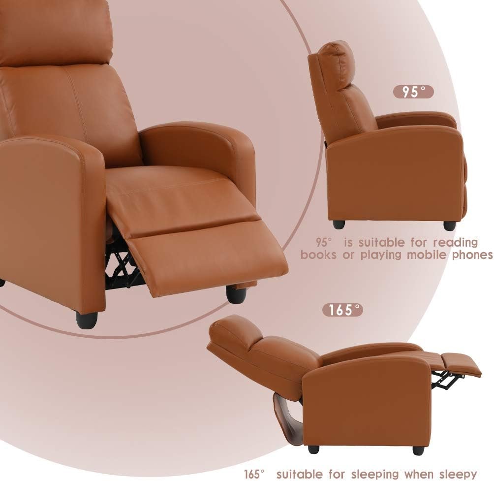 FDW Recliner Chair for Living Room Reading Chair Recliner Sofa Winback Chair Single Sofa Home Theater Seating Modern Reclining Chair Easy Lounge with PU Leather Padded Seat Backrest