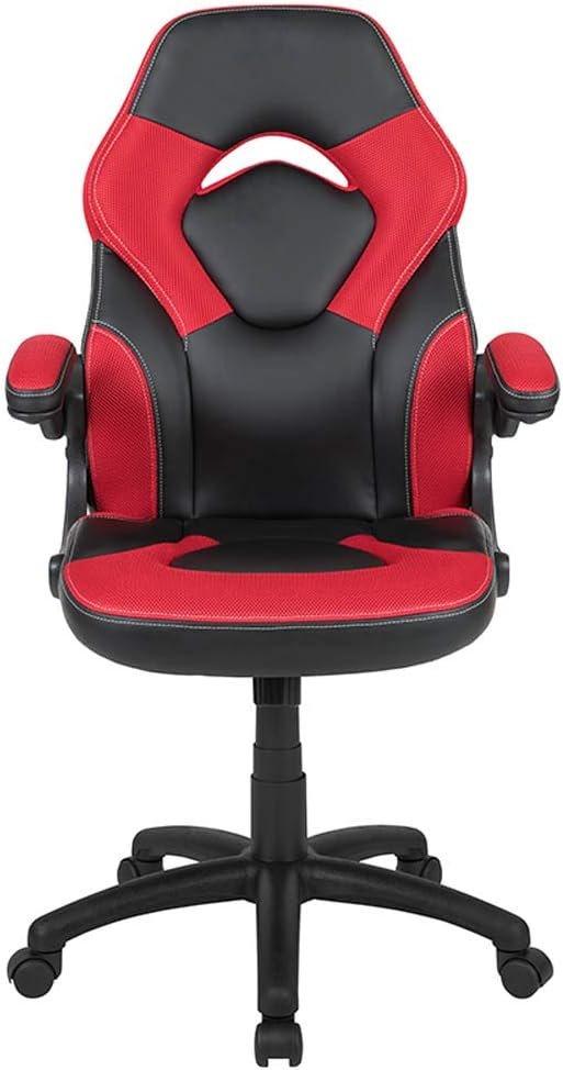 Flash Furniture X10 Gaming Chair Racing Office Ergonomic Computer PC Adjustable Swivel Chair with Flip-up Arms, Red/Black LeatherSoft