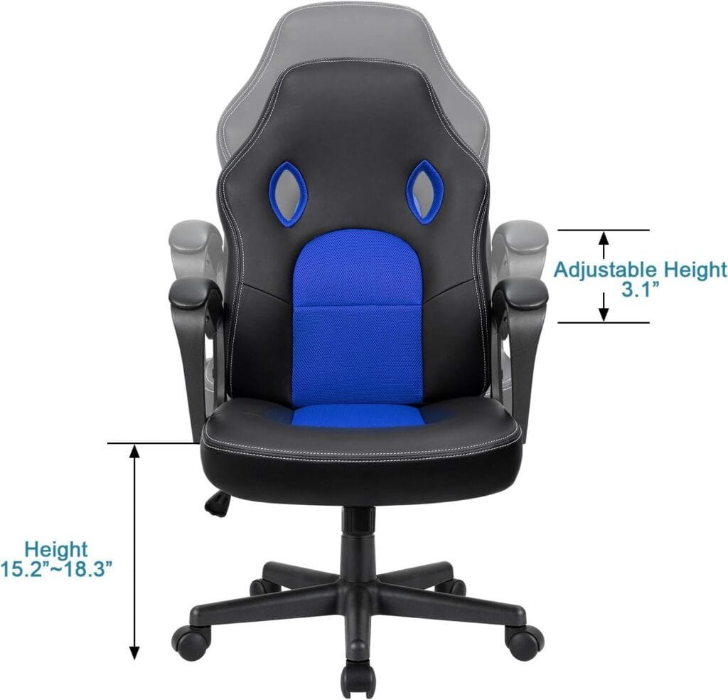 Furmax Office Chair Desk Chair Leather Gaming Computer Chair Racing Style Ergonomic Adjustable Swivel Task Chair with Lumbar Support and Arms (Black)