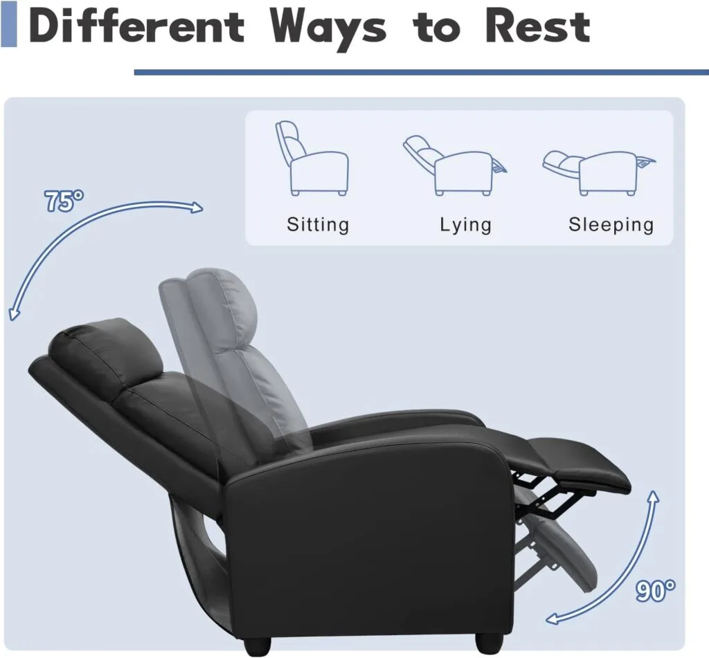 Furniwell Massage Recliner Chair for Living Room Adjustable PU Leather Reclining Chair Home Theater Seating Modern Winback Single Sofa for Adults with Footrest (Brown)
