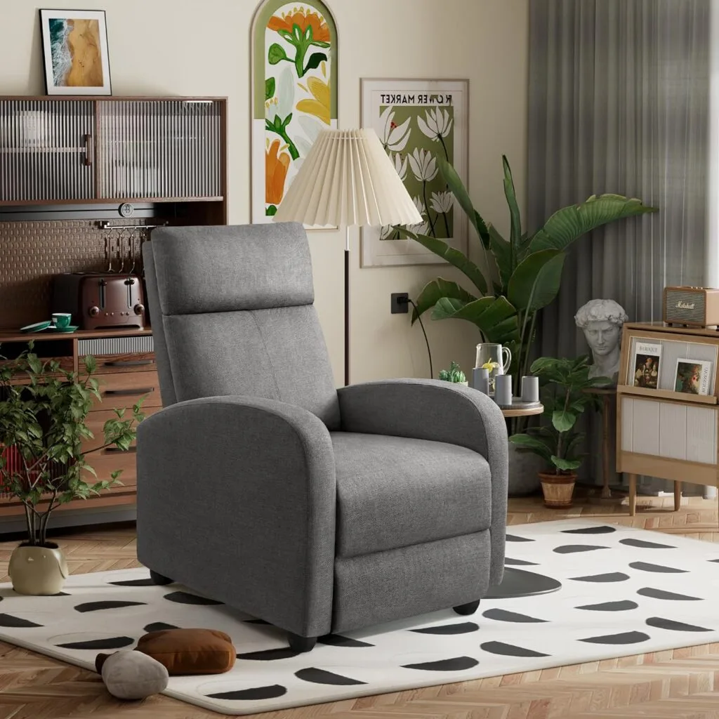 Furniwell Massage Recliner Chair for Living Room Adjustable PU Leather Reclining Chair Home Theater Seating Modern Winback Single Sofa for Adults with Footrest (Brown)