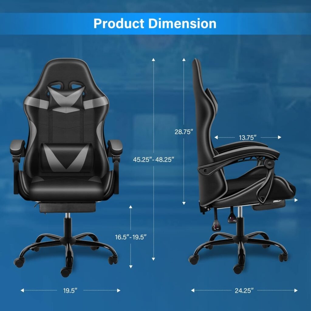 Gaming Chair,Ergonomic Office Chair,High Back Computer Chair,Adjustable Swivel Leather Desk Chair,Mesh Task Chair with Headrest and Lumbar Support