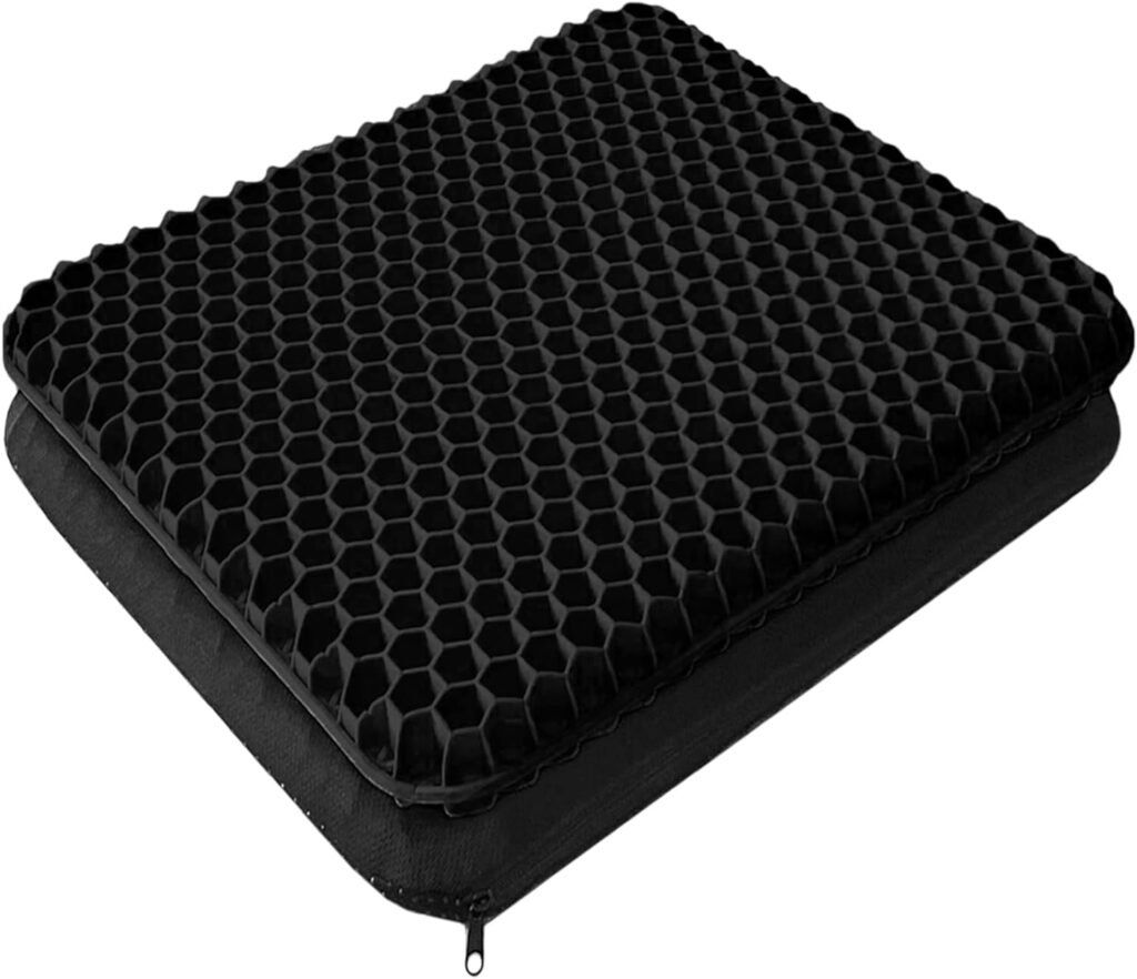 Gel Enhanced Seat Cushion for Long Sitting - Double Thick Honeycomb Breathable Design Egg Seat Cushion with Non-Slip Cover - Office Chair Car Cooling Seat Cushion - Computer Desk Pain Relief Pad