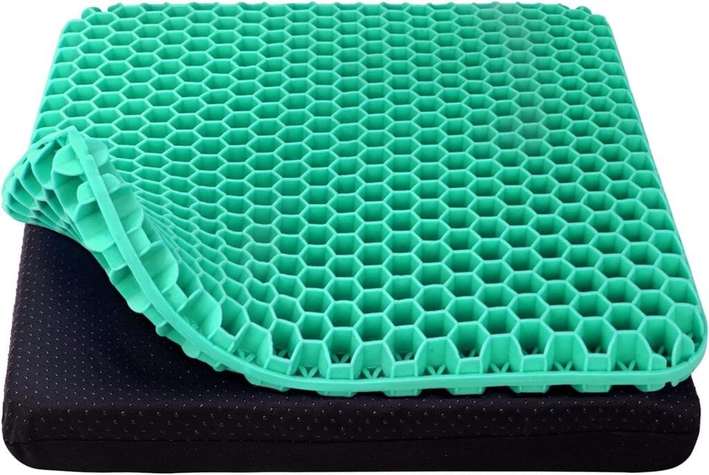 Gel Seat Cushion, Cooling seat Cushion Thick Big Breathable Honeycomb Design Absorbs Pressure Points Seat Cushion with Non-Slip Cover Gel Cushion for Office Chair Home Car seat Cushion for Wheelchair