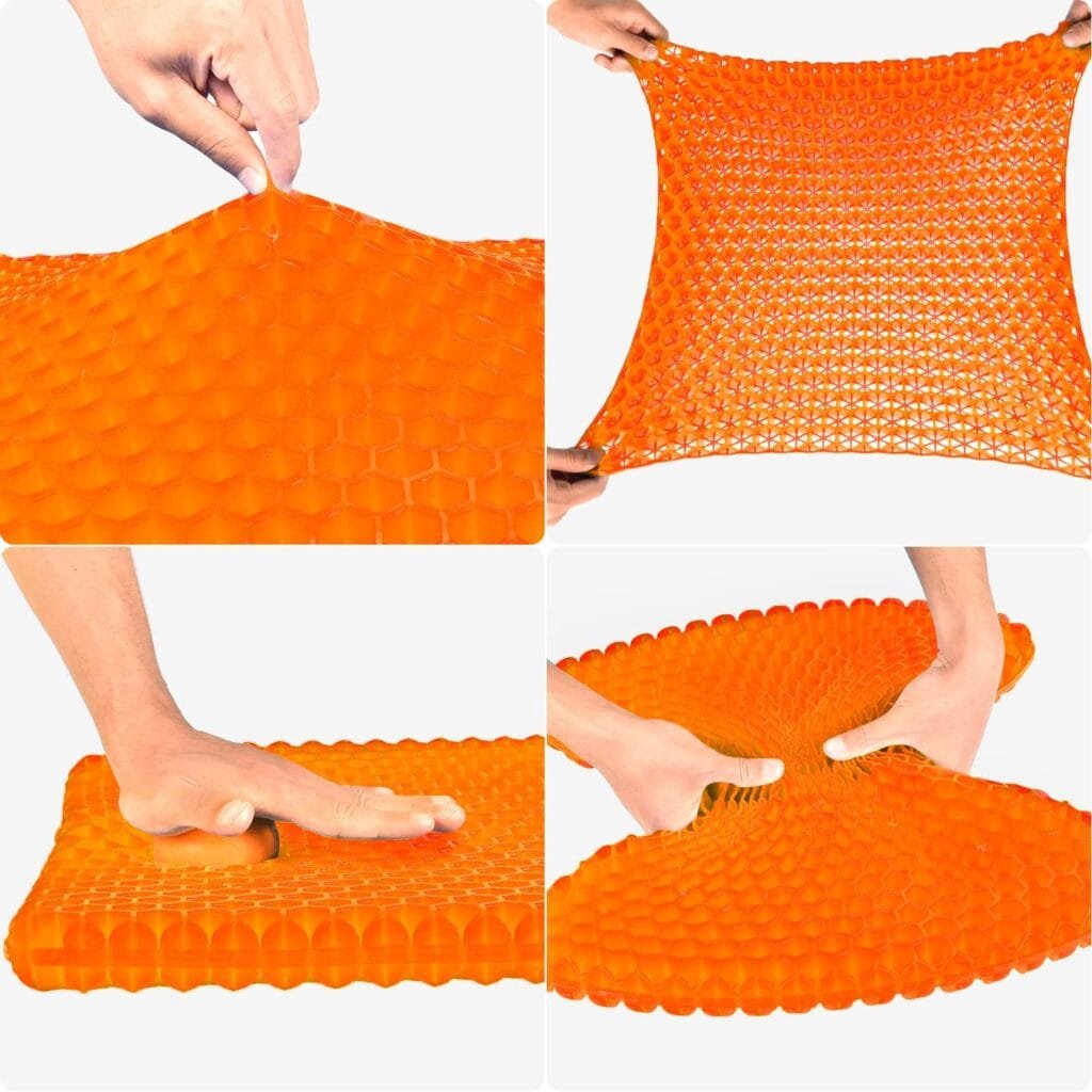 Gel Seat Cushion, Cooling seat Cushion Thick Big Breathable Honeycomb Design Absorbs Pressure Points Seat Cushion with Non-Slip Cover Gel Cushion for Office Chair Home Car seat Cushion for Wheelchair