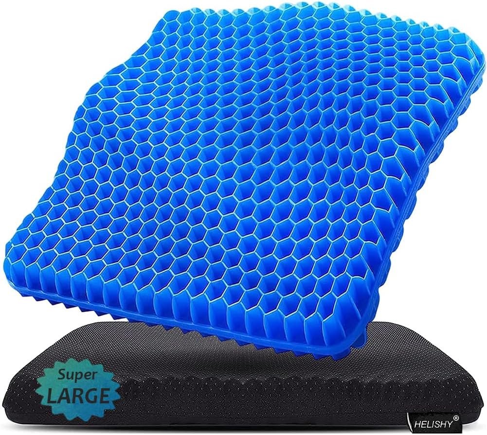 Gel Seat Cushion for Long Sitting Pressure Relief (Super Large  Thick) - Non-Slip Gel Chair Cushion for Back,Sciatica,Tailbone Pain Relief - Seat Cushion for Office Desk Chair,Car Seat,Wheelchair