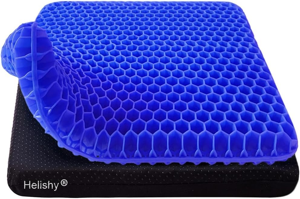 Gel Seat Cushion, Office Seat Cushion for Long Sitting Breathable Egg Gel Cushion for Office Home Chairs, Cars, Long Trips – Back, Sciatica, Hip, Tailbone Pain Relief Cushion (Blue)