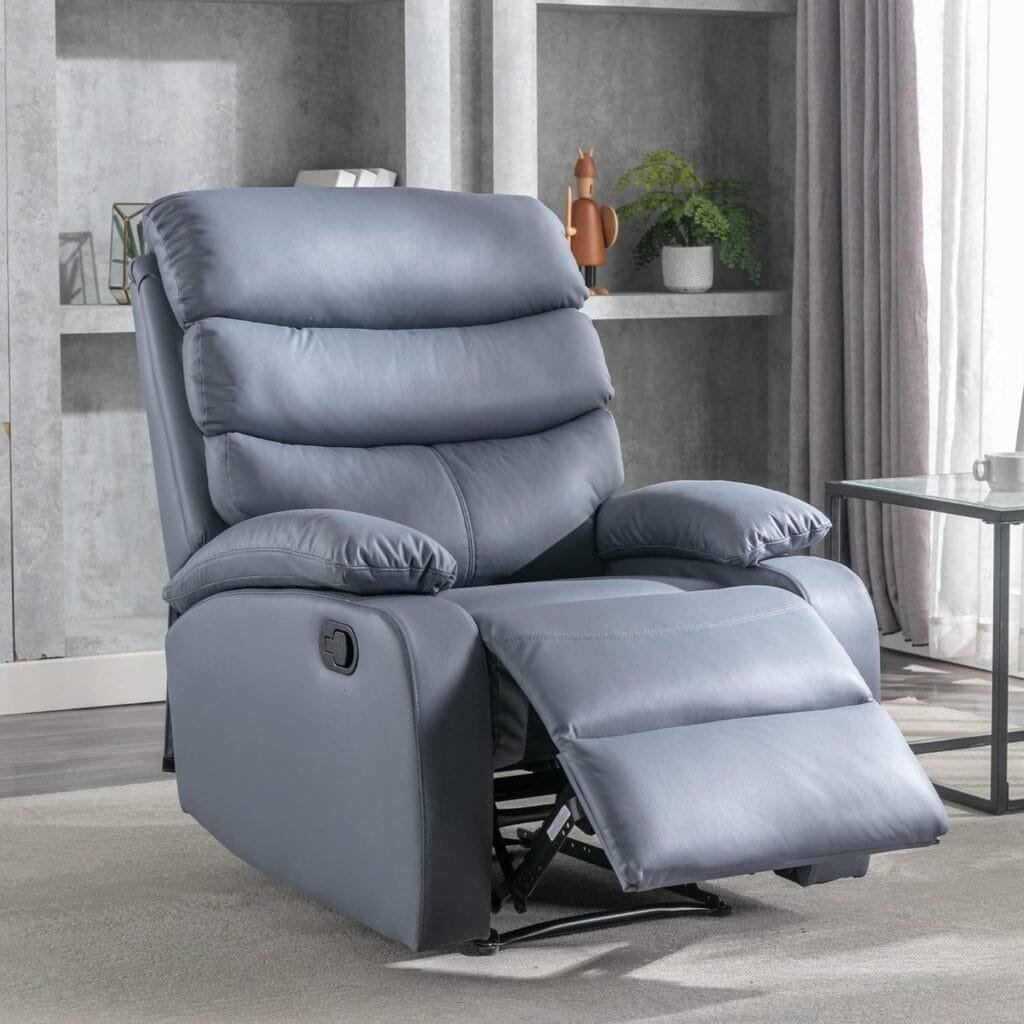 GNMLP2020 Reclining Chair, Lazy Boy Recliner Chair with Footrest and Waterproof Tech Cloth, Manual Recliner Chair with Lever, Easy to Operate- Dark Grey