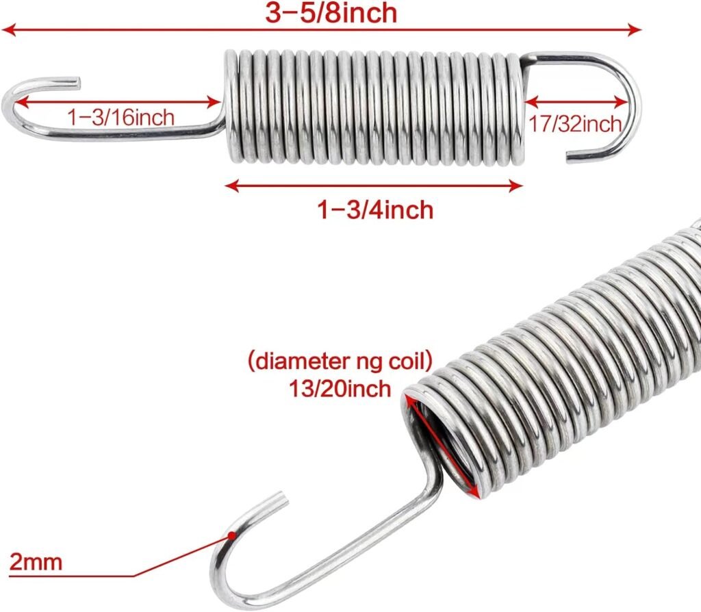 GNPADR 3-5/8 Stainless Steel Replacement Recliner Sofa Mechanism Tension Spring - Long Neck Hook