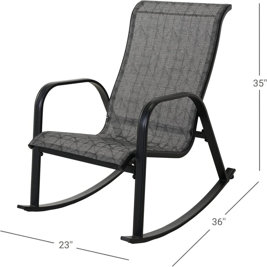 Grand patio Outdoor Rocking Chair Set of 2, Mesh Sling Rocker Suitable for Indoor and Outdoor Use, Living Room, Backyard, Porch, Balcony (BlackGrey Plaid, 2PC)