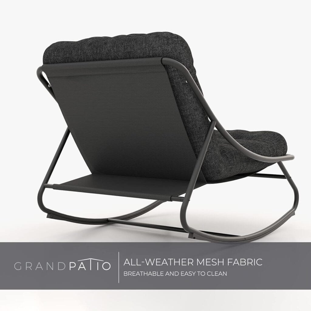 Grand patio Samba Rocking Chair Indoor  Outdoor, Deluxe Rocking Lounge Chair with Thick Padded Cushion, Steel Patio Rocking Chair Armless, Great for Living Room, Front Porch, Garden, Backyard