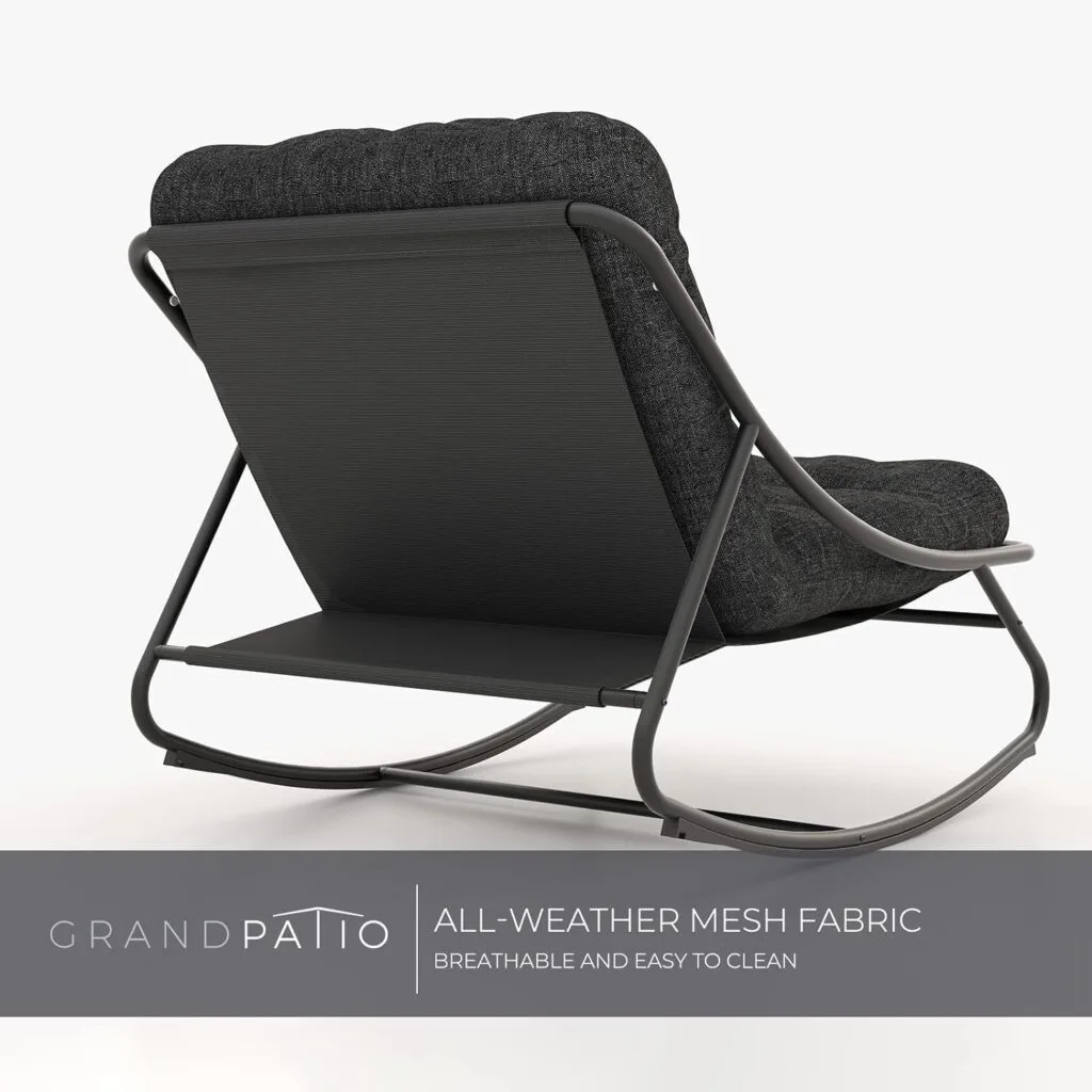 Grand patio Samba Rocking Chair Indoor Outdoor, Deluxe Rocking Lounge Chair with Thick Padded Cushion, Steel Patio Rocking Chair Armless, Great for Living Room, Front Porch, Garden, Backyard Grand patio Samba Rocking Chair Indoor Outdoor, Deluxe Rocking Lounge Chair with Thick Padded Cushion, Steel Patio Rocking Chair Armless, Great for Living Room, Front Porch, Garden, Backyard