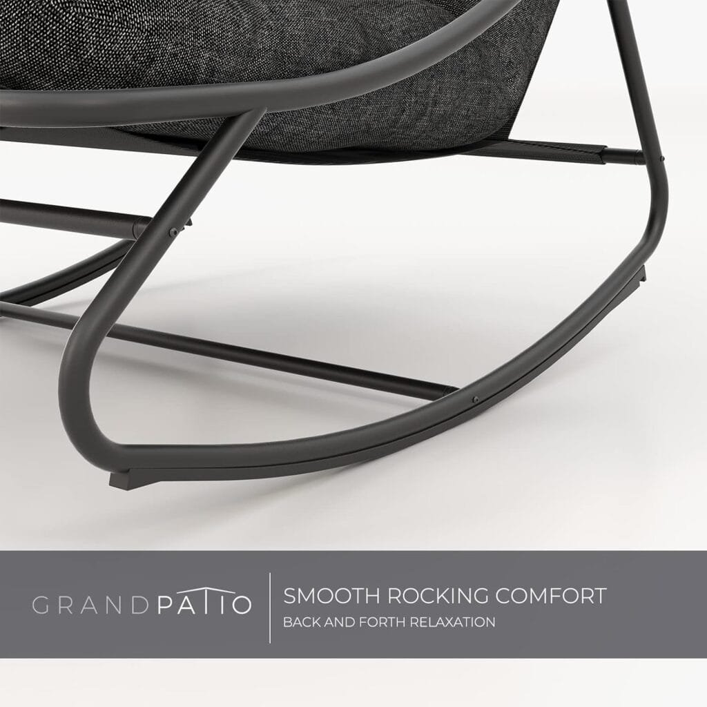 Grand patio Samba Rocking Chair Indoor  Outdoor, Deluxe Rocking Lounge Chair with Thick Padded Cushion, Steel Patio Rocking Chair Armless, Great for Living Room, Front Porch, Garden, Backyard