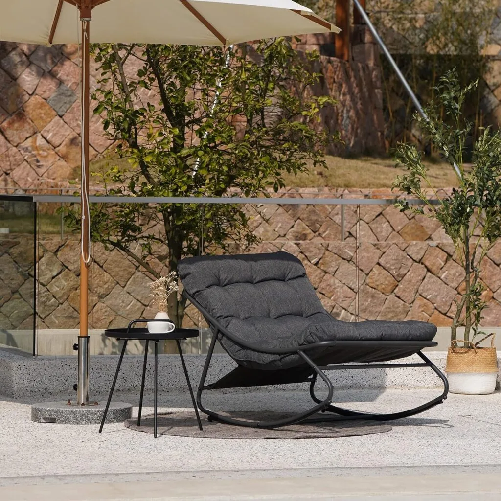 Grand patio Samba Rocking Chair Indoor Outdoor, Deluxe Rocking Lounge Chair with Thick Padded Cushion, Steel Patio Rocking Chair Armless, Great for Living Room, Front Porch, Garden, Backyard Grand patio Samba Rocking Chair Indoor Outdoor, Deluxe Rocking Lounge Chair with Thick Padded Cushion, Steel Patio Rocking Chair Armless, Great for Living Room, Front Porch, Garden, Backyard