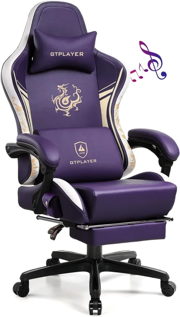 GTPLAYER Gaming Chair with Bluetooth Speakers and Footrest, Dragon Series Video Game Chair ,Heavy Duty Ergonomic Chair,Esports Gaming Chair,Computer Office Chair by GTRACING(Royal Blue) GTPLAYER Gaming Chair with Bluetooth Speakers and Footrest, Dragon Series Video Game Chair ,Heavy Duty Ergonomic Chair,Esports Gaming Chair,Computer Office Chair by GTRACING(Royal Blue)